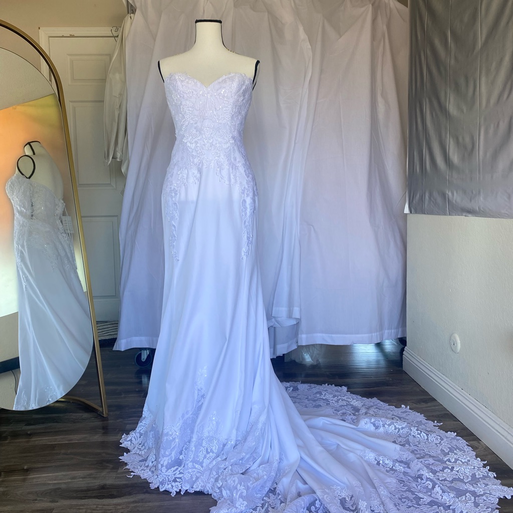 Strapless White Bridal Dress.